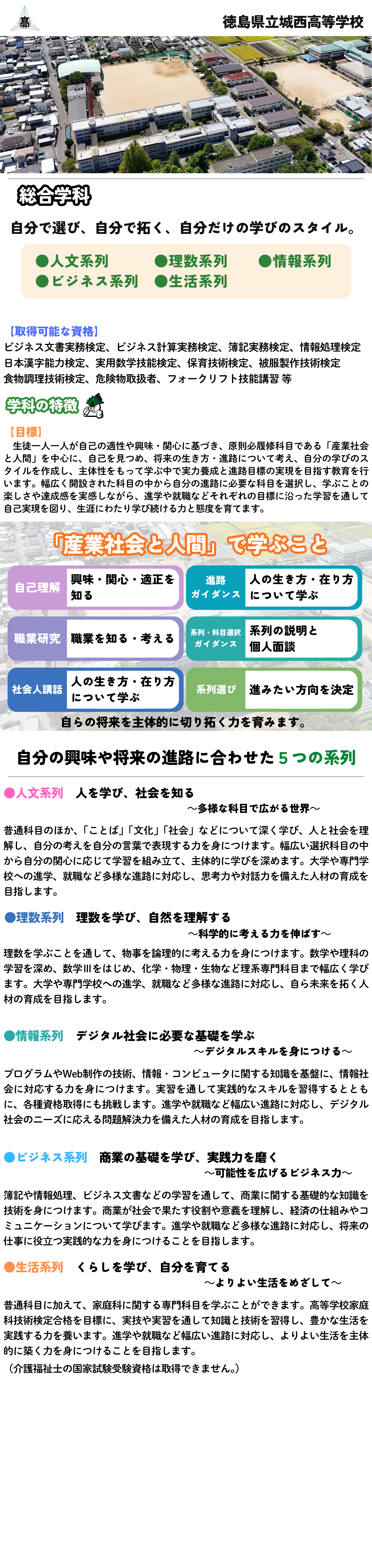 徳島県立城西高等学校総合学科案内